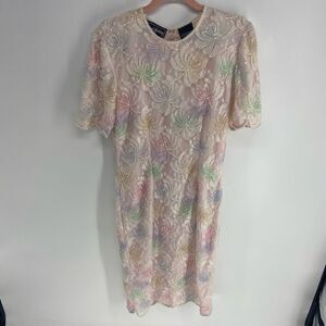 Robert Anthony Women's Vintage Multicolor Floral Pearl & Bead Embellished Dress